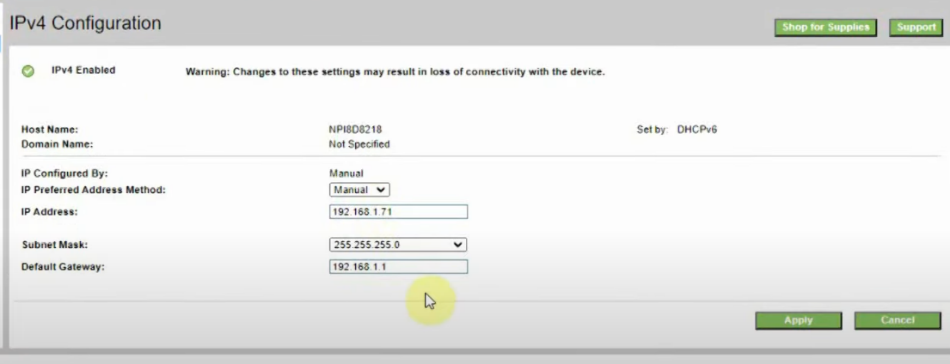 Ensuring the Printer’s IP Address is Correctly Configured