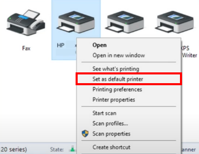 Setting as Default Printer